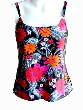 Island Escape Floral Paisley Swim Beach Top Size 12 New